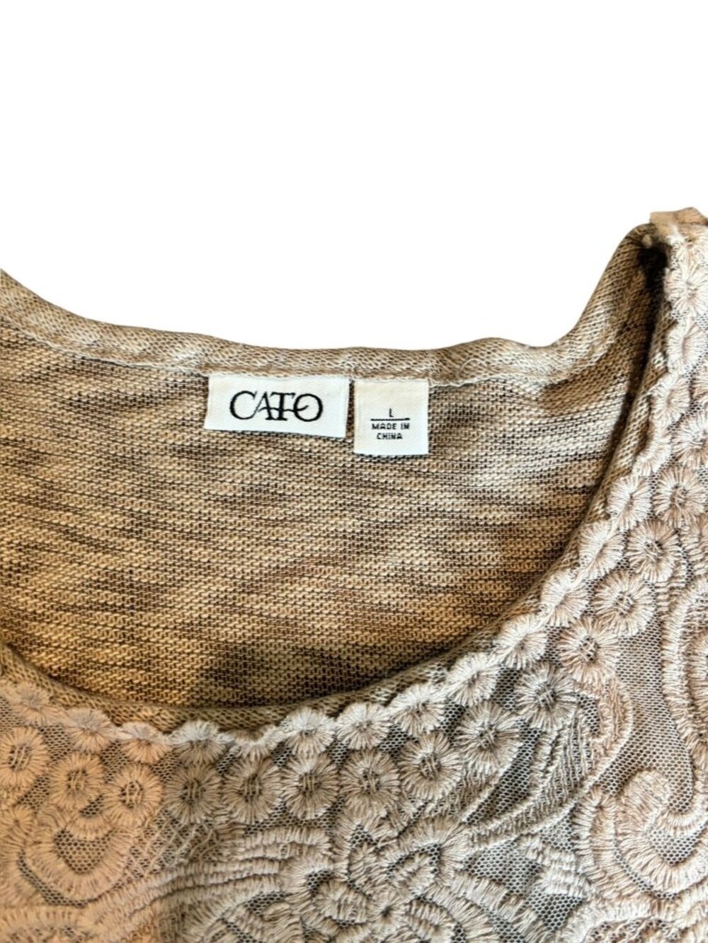 Cato Women’s Brown Long Sleeve Lace Design Top - Picture 5 of 7